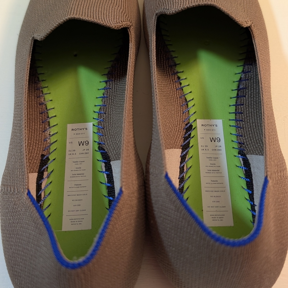 Rothys Brown Taupe Loafers Ladies Size 9 Almost New - Picture 6 of 12